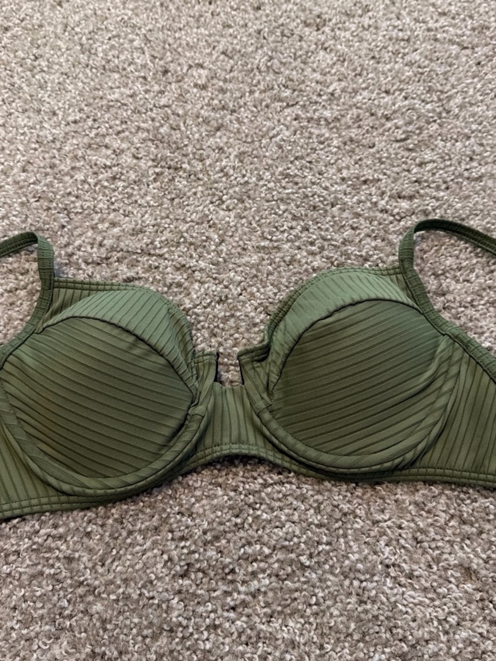 LOFT Olive Ribbed Underwire Bikini Top - Deep Green